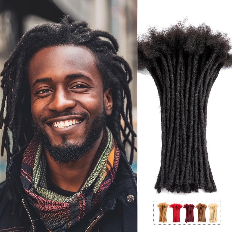 Teresa 10 Inch 04cm Width Loc Extension Human Hair Natural Black 70 Strands Full Handmade Permanent Locs Extensions Can Be Dyed and Bleached for MenWomenKids Real Dreadlock Extensions Human Hair